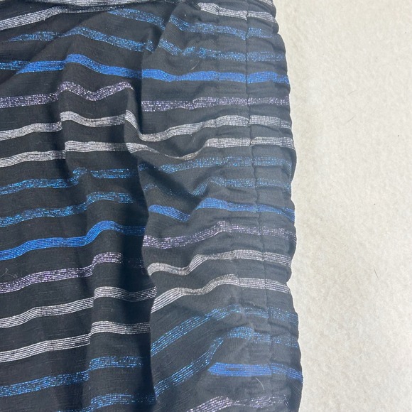 White House Black Market Metallic Striped Ruched Dress Blue Black Silver Mens M - Picture 7 of 10